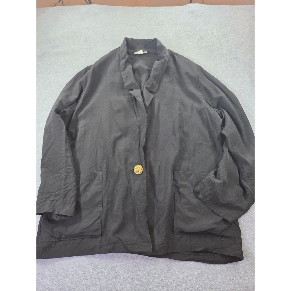 Vintage New Yorker Black Statement Gold Button Blazer Jacket USA Made Relaxed